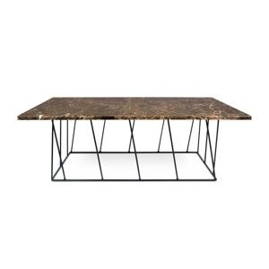 Hnědý mramorový konferenční stolek s černými nohami TemaHome Helix, 120 cm