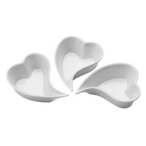 Sada 3 porcelánových servírovacích misek Premier Housewares Heart Shape
