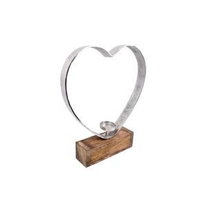 Dekorativní svícen ve tvaru srdce s dřevěným podstavcem Ego Dekor, výška 59 cm