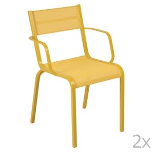 Sada 2 žlutých kovových zahradních židlí Fermob Oléron Arms
