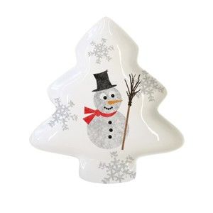 Dekorativní tác z kostního porcelánu s vánočním motivem PPD Im a Snowman