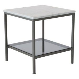 Mramorový konferenční stolek s šedou konstrukcí RGE Ascot, šířka 50 cm