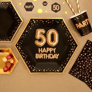 Sada 8 velkých papírových talířů Neviti Glitz & Glamour Happy 50