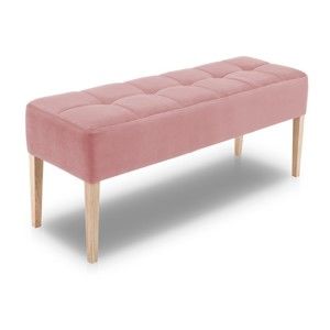 Světle růžová lavice s dubovými nohami Jakobsen home Marino, délka 132 cm
