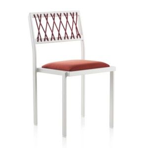 Bílá zahradní židle s červenými detaily Geese Seally