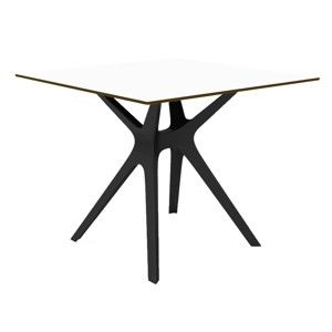 Jídelní stůl s černýma nohama a bílou deskou vhodný do exteriéru Resol Vela, 90 x 90 cm
