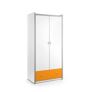 Bílo-oranžová šatní skříň Vipack Bonny, 202 x 96,5 cm