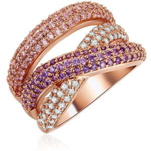 Dámský prsten v barvě růžového zlata se zirkony Tassioni Rainbow, vel. 58
