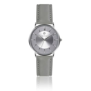 Dámské hodinky s páskem z pravé kůže v šedé barvě Paul McNeal Gurtio