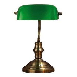 Stolní lampa v zelené a mosazné barvě Markslöjd Bankers, výška 42 cm