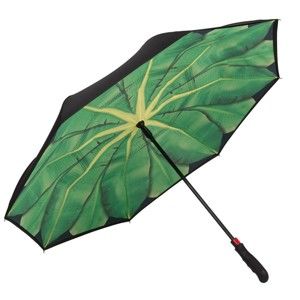 Zelený golfový deštník Von Lilienfeld Banana Leafes FlicFlac, ø 110 cm