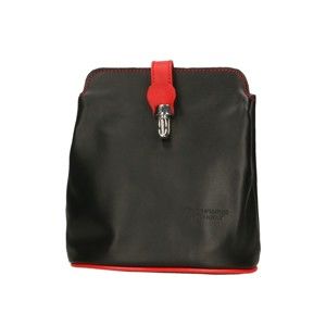 Černá kožená kabelka s červenými detaily Roberto Buono Rita