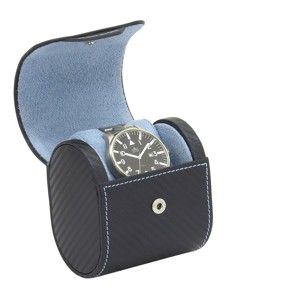 Tmavě modrý box na jedny hodinky Friedrich Lederwaren Carbon