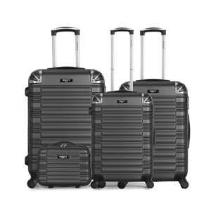 Sada 4 šedých cestovních kufrů na kolečkách a toaletního kufříku Bluestar Vanity