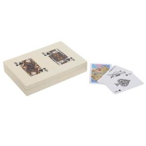 Sada 2 balíčků hracích karet v dekorativní dřevěné krabičce InArt