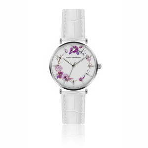 Dámské hodinky s bílým páskem z pravé kůže Emily Westwood Periwinkle