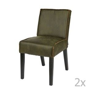 Sada 2 zelených židlí s potahem z recyklované kůže BePureHome Rodeo