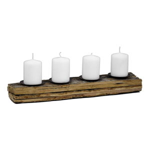 Dřevěný svícen na 4 svíčky Ego Dekor, délka 45 cm