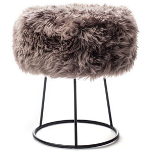 Stolička s hnědým sedákem z ovčí kožešiny Royal Dream, ⌀ 36 cm