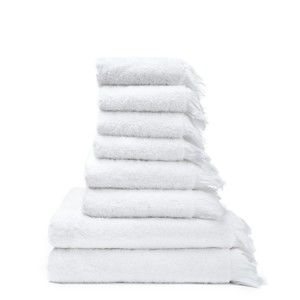 Set 4 bílých osušek a 4 ručníků z čisté bavlny Casa Di Bassi