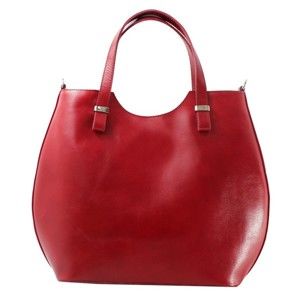 Červená kožená kabelka Chicca Borse Denisse