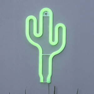 Zelená světelná nástěnná LED dekorace Best Season Cactus Neonlight