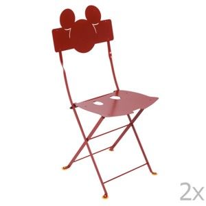 Sada 2 červených kovových zahradních židlí Fermob Bistro Mickey