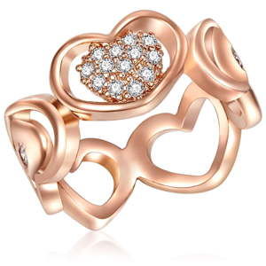 Dámský prsten v barvě růžového zlata Tassioni Lovers, vel. 58