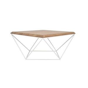 Bílý konferenční stolek s deskou z dubového dřeva take me HOME Tulip, 80 x 80 cm