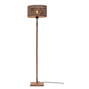 Stojací lampa s bambusovým stínidlem v černo-přírodní barvě (výška 128 cm) Java – Good&Mojo