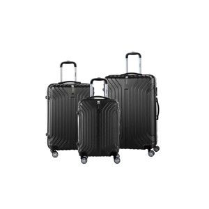 Sada 3 černých cestovních kufrů na kolečkách se zámkem SINEQUANONE