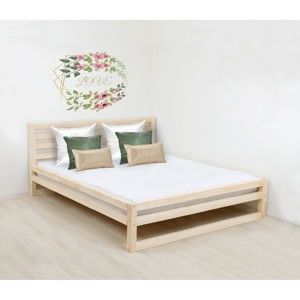 Dřevěná dvoulůžková postel Benlemi DeLuxe Naturelle, 200 x 180 cm