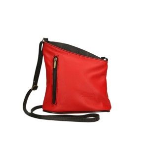 Červeno-černá kožená kabelka Chicca Borse Garturo