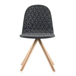 Tmavě šedá židle s přírodními nohami Iker Mannequin Triangle