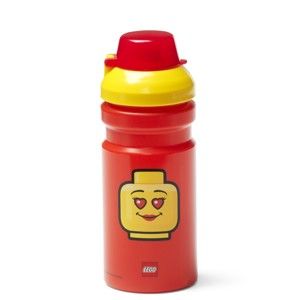 Červená lahev na vodu se žlutým víčkem LEGO® Iconic, 390 ml