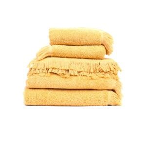 Set 4 žlutých osušek a 2 ručníků z čisté bavlny Casa Di Bassi Compacto
