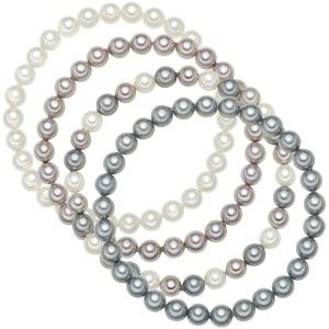 Sada 4 náramků s šedobílými perlami Pearldesse Beria, délka 21 cm