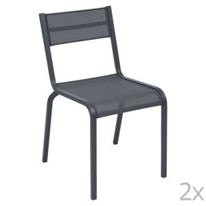 Sada 2 antracitově šedých kovových zahradních židlí Fermob Oléron