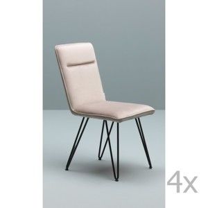 Sada 4 šedých jídelních židlí s černým podnožím Design Twist Elice