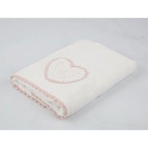 Krémově bílý bavlněný ručník k umyvadlu Madame Coco Heart, 50 x 76 cm