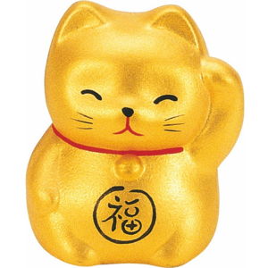 Keramická dekorace ve tvaru kočky ve zlaté barvě Tokyo Design Studio Lucky Cat, výška 5,2 cm