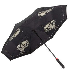 Černý golfový deštník Von Lilienfeld Skull FlicFlac, ø 110 cm