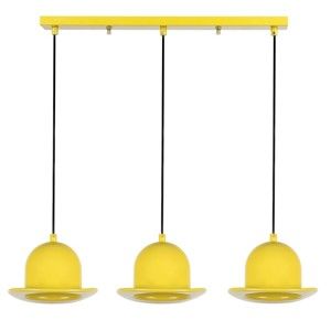 Žluté závěsné svítidlo Mini Hat Ceiling Lamp Head Piece Lungo, 3 žárovky