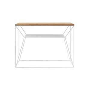 Bílý konzolový stolek s deskou z dubového dřeva take me HOME Maximo, 100 x 30 cm