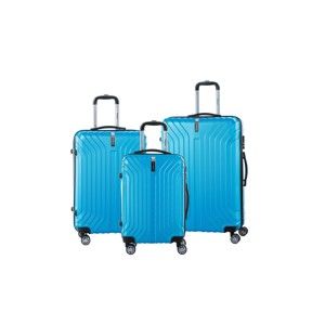 Sada 3 tyrkysově modrých cestovních kufrů na kolečkách se zámkem SINEQUANONE