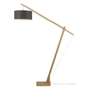 Stojací lampa s tmavě šedým stínidlem a konstrukcí z bambusu Good&Mojo Montblanc