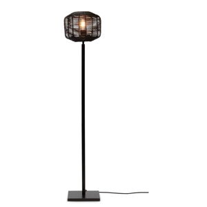 Černá stojací lampa s ratanovým stínidlem (výška 130 cm) Tanami – Good&Mojo
