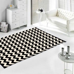 Černo-bílý oboustranný koberec Zig Zag, 120 x 180 cm