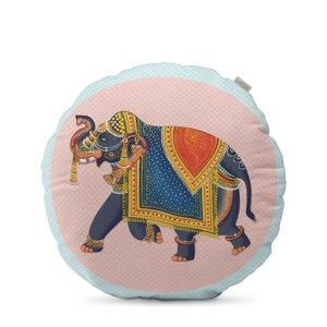 Bavlněný oboustranný polštář HF Living Kandula Pink Elephant, ⌀ 50 cm