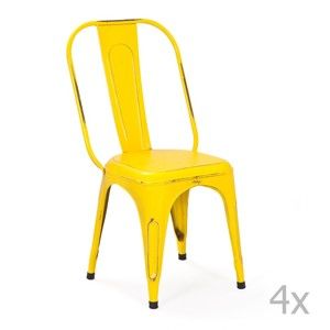 Sada 4 žlutých kovových jídelních židlí Interlink Aix